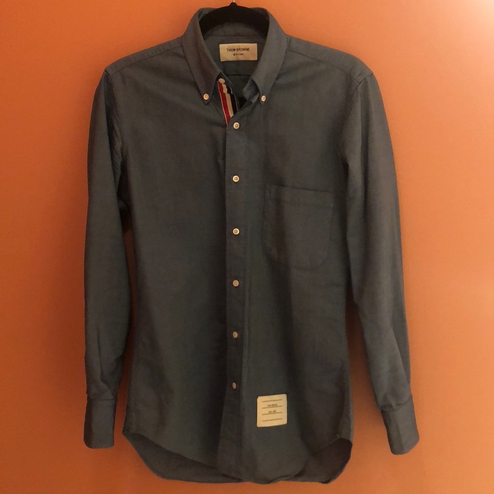Thom Browne Signature Classic Oxford Shirt in Blue
